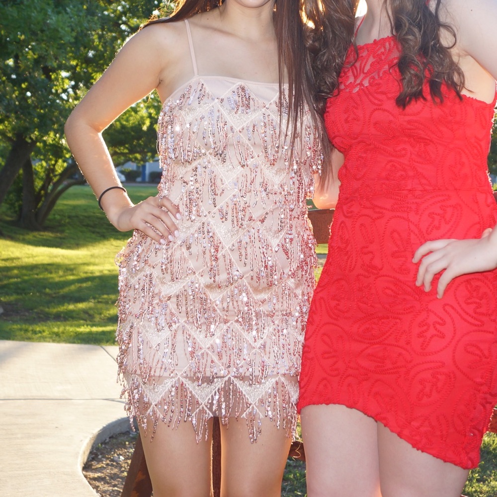 Pretty Little Thing Rose Gold Sequin Dress